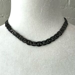 Womens Black Mariner Chain Link Necklace Goth Glam Baddie Party Punk Rock  16”